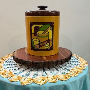 Vintage Yellow and Brown Biscuit Tin